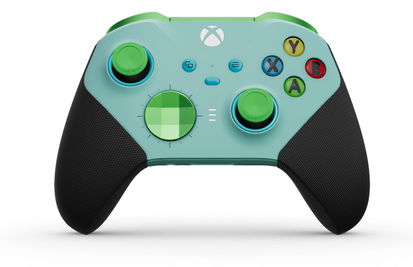 Xbox Elite Wireless Controller Series 2 - Core - Corps: Glacier Blue + poignées caoutchoutées, BMD: À facettes, Velocity Green (métal), Arrière: Glacier Blue + poignées caoutchoutées