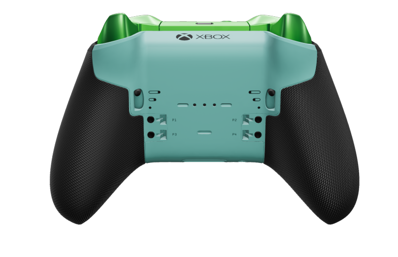 Xbox Elite Wireless Controller Series 2 - Core - Corps: Glacier Blue + poignées caoutchoutées, BMD: À facettes, Velocity Green (métal), Arrière: Glacier Blue + poignées caoutchoutées
