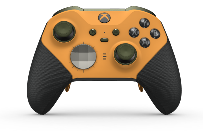 Xbox Elite Wireless Controller Series 2 - Core - Body: Soft Orange + Rubberized Grips, D-pad: Facet, Bright Silver (Metal), Back: Carbon Black + Rubberized Grips