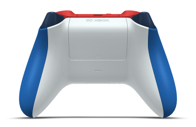 Controller with Shock Blue body, Midnight Blue D-pad, and Robot White thumbsticks - back view