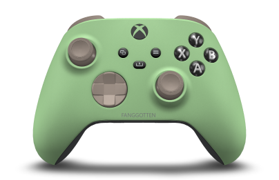 Controller with Soft Green body, Desert Tan D-pad, and Desert Tan thumbsticks - front view