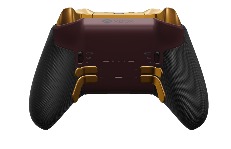 Xbox Elite 無線控制器 Series 2 - Core - Corpo: Vermelho Escuro + Pegas em Borracha, Botão Direcional: Facetado, Soft Orange (Metal), Traseira: Vermelho Escuro + Pegas em Borracha