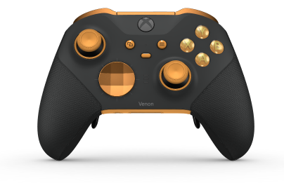 Manette sans fil Xbox Elite Series 2 - Core - Body: Carbon Black + Rubberized Grips, D-pad: Facet, Soft Orange (Metal), Back: Soft Orange + Rubberized Grips