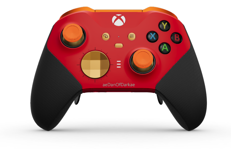 Xbox Elite Wireless Controller Series 2 - Core - Hoveddel: Impulsrød + gummigreb, D-blok: Facetteret, orange (metal), Bagside: Impulsrød + gummigreb