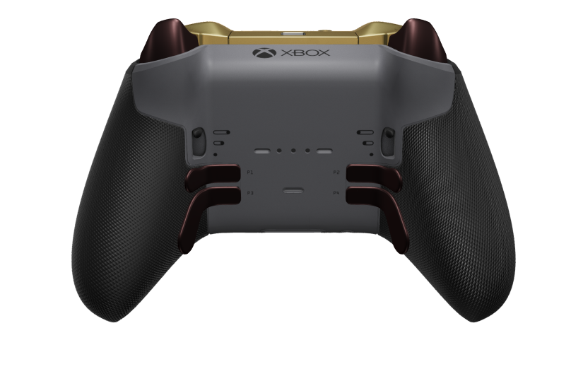 Xbox Elite Wireless Controller Series 2 – Core - Telo: Nocturnal Green + pogumované rukoväti, Smerový ovládač: Fazetované, Hero Gold (kov), Zadná strana: Storm Gray + pogumované rukoväti