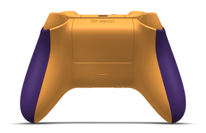 Controller with Astral Purple body, Soft Orange (Metallic) D-pad, and Soft Orange thumbsticks - back view