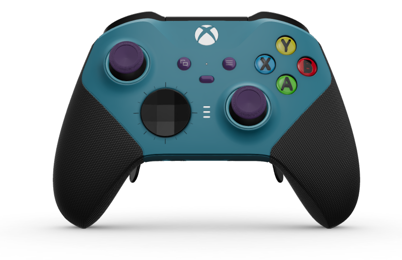 Xbox Elite Wireless Controller Series 2 - Core - Behuizing voorzijde: Mineraalblauw + rubberen handvatten, D-pad: Gefacetteerd, carbonzwart (metaal), Behuizing achterzijde: Mineraalblauw + rubberen handvatten