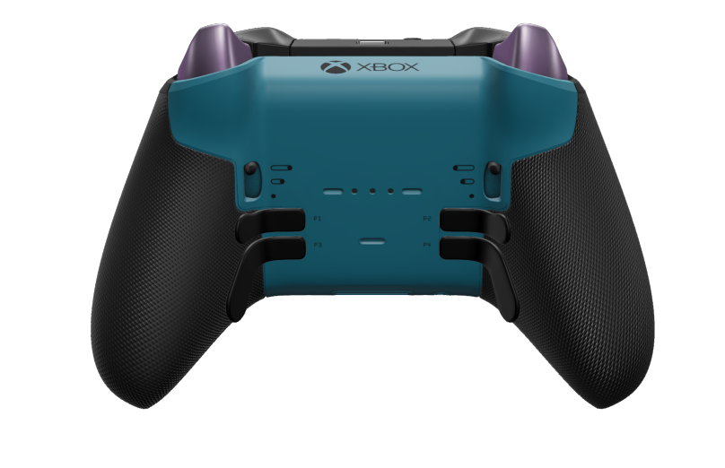 Xbox Elite Wireless Controller Series 2 - Core - Behuizing voorzijde: Mineraalblauw + rubberen handvatten, D-pad: Gefacetteerd, carbonzwart (metaal), Behuizing achterzijde: Mineraalblauw + rubberen handvatten