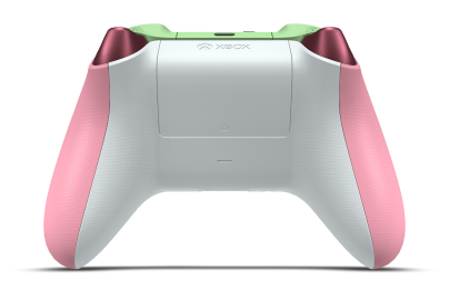 Controller with Retro Pink body, Retro Pink (Metallic) D-pad, and Robot White thumbsticks - back view