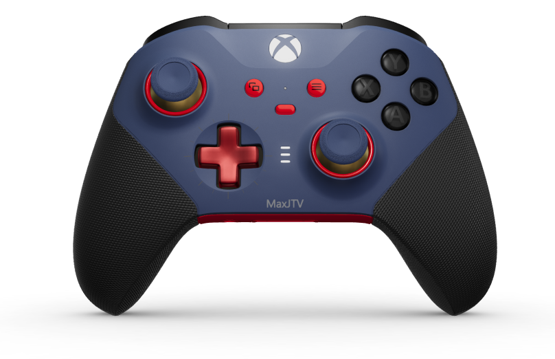Xbox Elite Wireless Controller Series 2 - Core - Text: Midnight Blue + gummierte Griffe, D-Pad: Kreuz, Pulse Red (Metall), Zurück: Pulse Red + gummierte Griffe