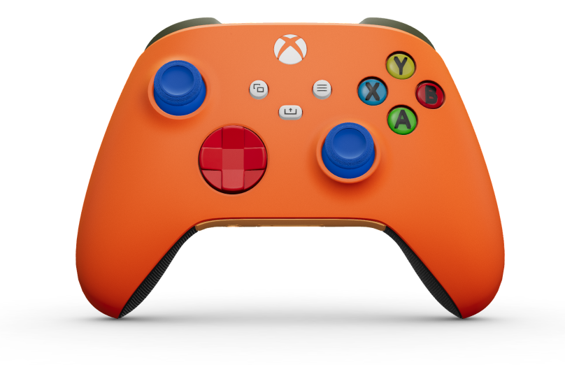 Xbox ワイヤレス コントローラー - Body: Zest Orange, D-Pads: Pulse Red, Thumbsticks: Shock Blue