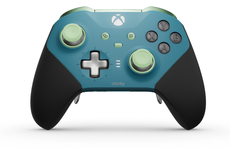 Xbox Elite Wireless Controller Series 2 - Core - Behuizing voorzijde: Mineraalblauw + rubberen handvatten, D-pad: Cross, Bright Silver (Metal), Behuizing achterzijde: Mineraalblauw + rubberen handvatten