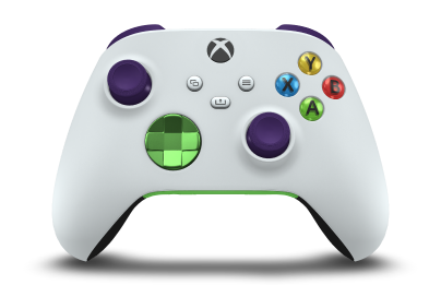Xbox Wireless Controller - 몸체: 로봇 화이트, 방향 패드: 벨로시티 그린(메탈릭), 엄지스틱: 아스트랄 퍼플