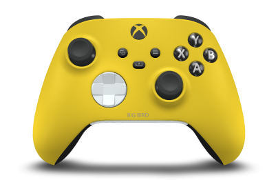 Controller with Lighting Yellow body, Robot White D-pad, and Carbon Black thumbsticks - front view