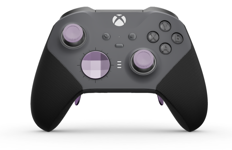 Xbox Elite Wireless Controller Series 2 - Core - Behuizing voorzijde: Stormgrijs + rubberen handvatten, D-pad: Gefacetteerd, zachtpaars (metaal), Behuizing achterzijde: Stormgrijs + rubberen handvatten