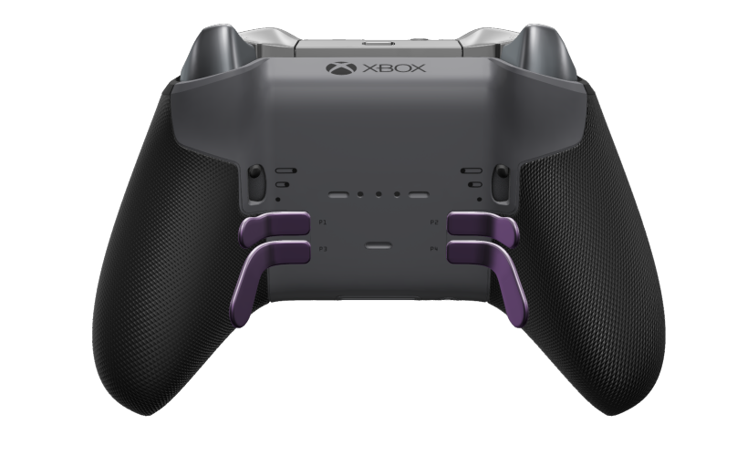 Xbox Elite Wireless Controller Series 2 - Core - Behuizing voorzijde: Stormgrijs + rubberen handvatten, D-pad: Gefacetteerd, zachtpaars (metaal), Behuizing achterzijde: Stormgrijs + rubberen handvatten
