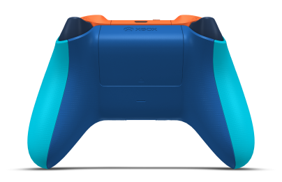 Xbox Wireless Controller - Text: Libellenblau, Steuerkreuze: Orangenschale, Analogsticks: Shock Blue