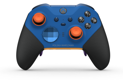 Xbox Elite Wireless Controller Series 2 – Core - Body: Shock Blue + Rubberized Grips, D-pad: Facet, Photon Blue (Metal), Back: Soft Orange + Rubberized Grips