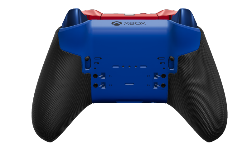 Xbox Elite Wireless Controller Series 2 - Core - Hoveddel: Impulsrød + gummigreb, D-blok: Facetteret, fotonblå (metal), Bagside: Stødblå + gummigreb