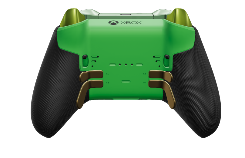 Mando inalámbrico Xbox Elite Series 2: básico - Body: Nocturnal Green + Rubberized Grips, D-pad: Faceted, Hero Gold (Metal), Back: Velocity Green + Rubberized Grips