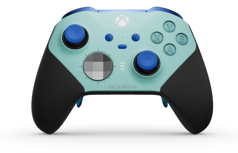 Xbox Elite Wireless Controller Series 2 - Core - Hoveddel: Gletsjerblå + gummigreb, D-blok: Facetteret, grå (metal), Bagside: Kulsort + gummigreb