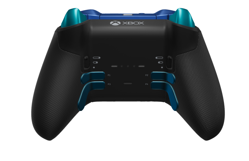 Xbox Elite Wireless Controller Series 2 - Core - Hoveddel: Gletsjerblå + gummigreb, D-blok: Facetteret, grå (metal), Bagside: Kulsort + gummigreb