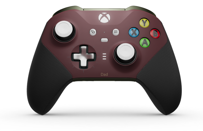 Xbox Elite Wireless Controller Series 2 - Core - Body: Garnet Red + Rubberised Grips, D-pad: Cross, Bright Silver (Metal), Back: Nocturnal Green + Rubberised Grips