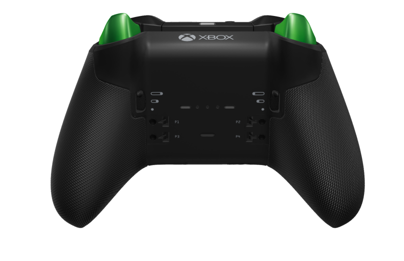 Xbox Elite Wireless Controller Series 2 - Core - Corps: Carbon Black + poignées caoutchoutées, BMD: À facettes, Velocity Green (métal), Arrière: Carbon Black + poignées caoutchoutées