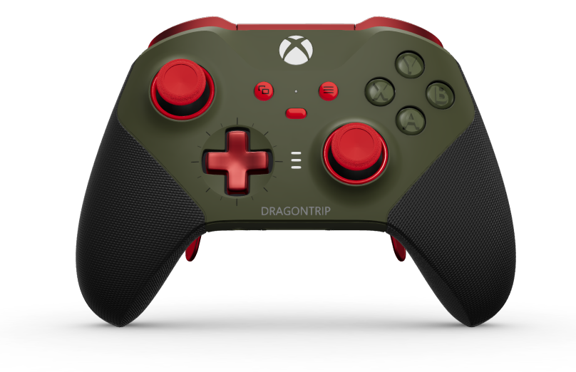 Xbox Elite Wireless Controller Series 2 - Core - Body: Nocturnal Green + Rubberised Grips, D-pad: Cross, Pulse Red (Metal), Back: Nocturnal Green + Rubberised Grips