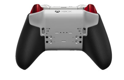 Xbox Elite Wireless Controller Series 2 - Core - 몸체: 펄스 레드 + 고무 코팅 그립, 방향 패드: 크로스, 스톰 그레이(금속), 뒤로: 로봇 화이트 + 고무 코팅 그립
