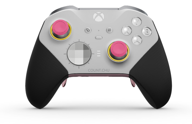 Xbox Elite Wireless Controller Series 2 - Core - Body: Robot White + Rubberised Grips, D-pad: Facet, Bright Silver (Metal), Back: Soft Pink + Rubberised Grips