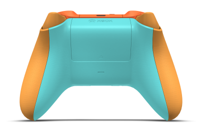 Xbox Wireless Controller - Corpo: Laranja suave, Botões Direcionais: Azul Glaciar, Manípulos Analógicos: Azul Glaciar