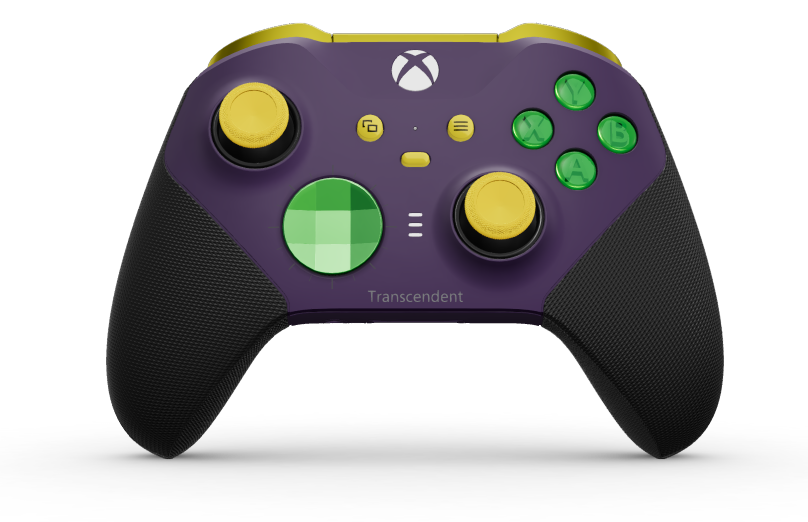 Xbox Elite Wireless Controller Series 2 - Core - Corps: Astral Purple + poignées caoutchoutées, BMD: À facettes, Velocity Green (métal), Arrière: Astral Purple + poignées caoutchoutées