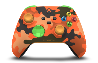 Xbox Wireless Controller - Body: Blaze Camo, D-Pads: Velocity Green, Thumbsticks: Soft Orange