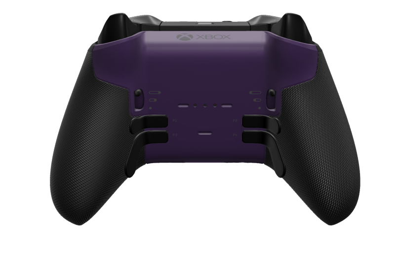 Mando inalámbrico Xbox Elite Series 2: básico - Vorderseite: Astral Purple + gummierte Griffe, D-Pad: Facettiert, Carbon Black (Metall), Rückseite: Astral Purple + gummierte Griffe