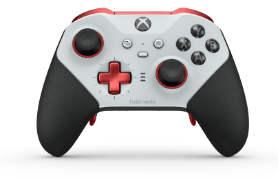 Manette sans fil Xbox Elite Series 2 - Core - Behuizing voorzijde: Robotwit + rubberen handvatten, D-pad: Cross, Pulse Red (Metal), Behuizing achterzijde: Carbonzwart + rubberen handvatten