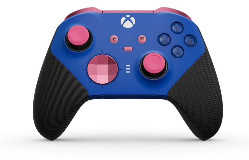 Xbox Elite Wireless Controller Series 2 - Core - Vorderseite: Shock Blue + gummierte Griffe, D-Pad: Facettiert, Deep Pink (Metall), Rückseite: Shock Blue + gummierte Griffe