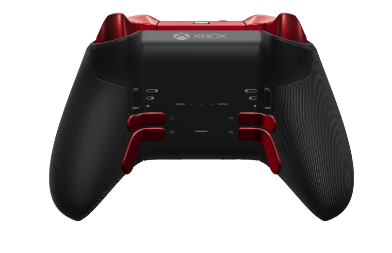 Xbox Elite Wireless Controller Series 2 - Core - Behuizing voorzijde: Carbonzwart + rubberen handvatten, D-pad: Cross, Pulse Red (Metal), Behuizing achterzijde: Carbonzwart + rubberen handvatten