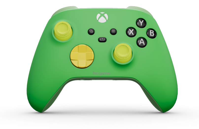Xbox Wireless Controller - Hoofdtekst: Velocity-groen, D-Pads: Bliksemgeel, Duimsticks: Elektrische volt