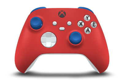 Xbox Wireless Controller - Corpo: Vermelho Forte, Botões Direcionais: Branco Robot, Manípulos Analógicos: Azul Choque