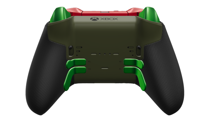 Xbox Elite Wireless Controller Series 2 - Core - Body: Pulse Red + Rubberised Grips, D-pad: Faceted, Velocity Green (Metal), Back: Nocturnal Green + Rubberised Grips