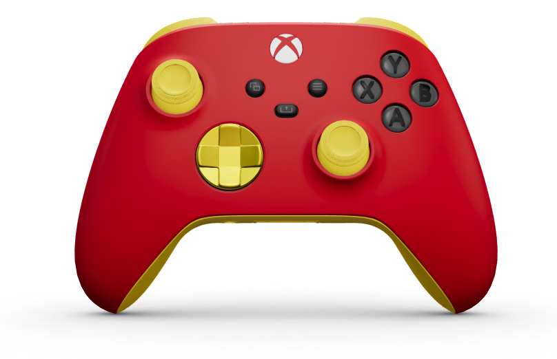 Xbox Wireless Controller - Body: Pulse Red, D-Pads: Lightning Yellow (Metallic), Thumbsticks: Lightning Yellow