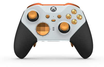 Xbox Elite draadloze controller Series 2 - Core - Behuizing voorzijde: Robotwit + rubberen handvatten, D-pad: Facet, Soft Orange (Metal), Behuizing achterzijde: Robotwit + rubberen handvatten