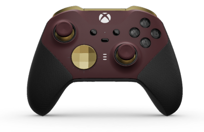 Xbox Elite Wireless Controller Series 2 - Core - Vorderseite: Garnet Red + gummierte Griffe, D-Pad: Facetten, Hero Gold (Metallic), Rückseite: Storm Gray + gummierte Griffe