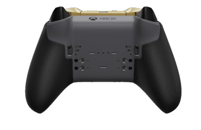 Xbox Elite Wireless Controller Series 2 - Core - Runko: Garnet Red + kumipintaiset kahvat, Suuntapainike Hybridimallin D-alusta: Viistetty, Hero Gold (metalli), Takaisin: Storm Gray + kumipintaiset kahvat