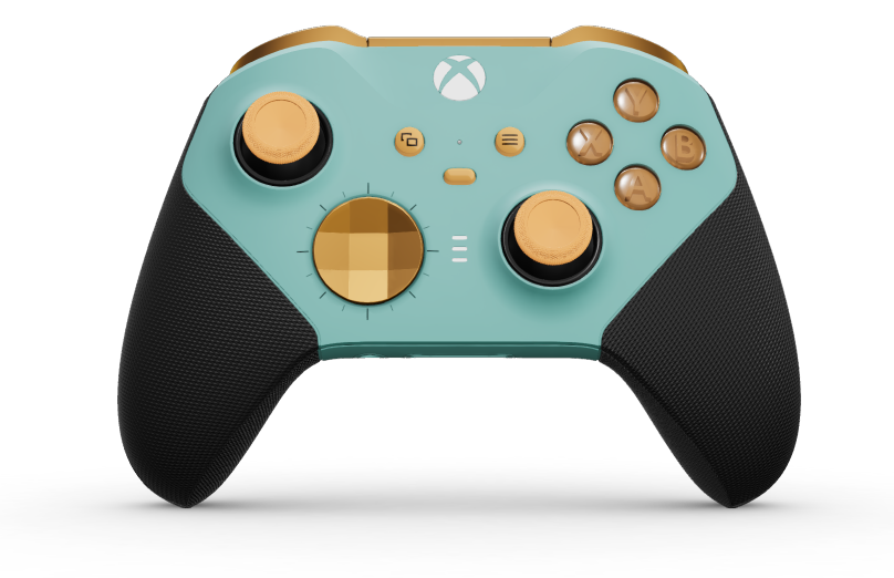 Xbox Elite Wireless Controller Series 2 - Core - Hoveddel: Gletsjerblå + gummigreb, D-blok: Facetteret, orange (metal), Bagside: Gletsjerblå + gummigreb