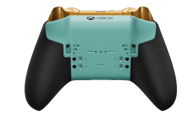 Xbox Elite Wireless Controller Series 2 - Core - Hoveddel: Gletsjerblå + gummigreb, D-blok: Facetteret, orange (metal), Bagside: Gletsjerblå + gummigreb