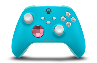 Xbox Wireless Controller - Corpo: Azul Libélula, Botões Direcionais: Rosa Reto (Metálico), Manípulos Analógicos: Branco Robot