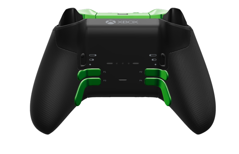 Xbox Elite Wireless Controller Series 2 - Core - Hoveddel: Kulsort + gummigreb, D-blok: Facetteret, grøn (metal), Bagside: Kulsort + gummigreb