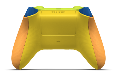 Controller with Soft Orange body, Soft Orange (Metallic) D-pad, and Midnight Blue thumbsticks - back view